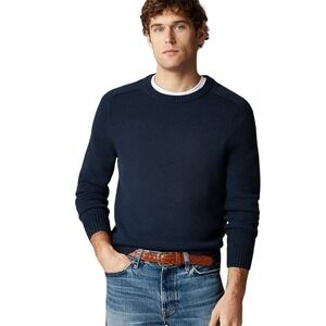 J. Crew Navy Crew Neck‎ Long Sleeve Sweater Mens Size L Knit Cotton Blend NWOT